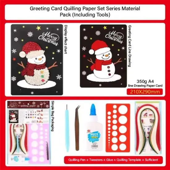 Christmas Snowman DIY Making Kit. Paper Quilling Set F07M3-6-Snowman {2}