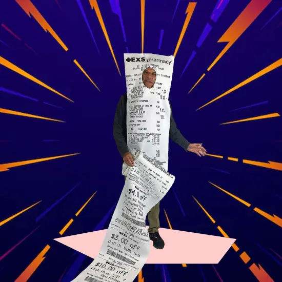 Funny Extra Long Pharmacy Receipt Adult Costume Tunic Halloween Outfit {1}