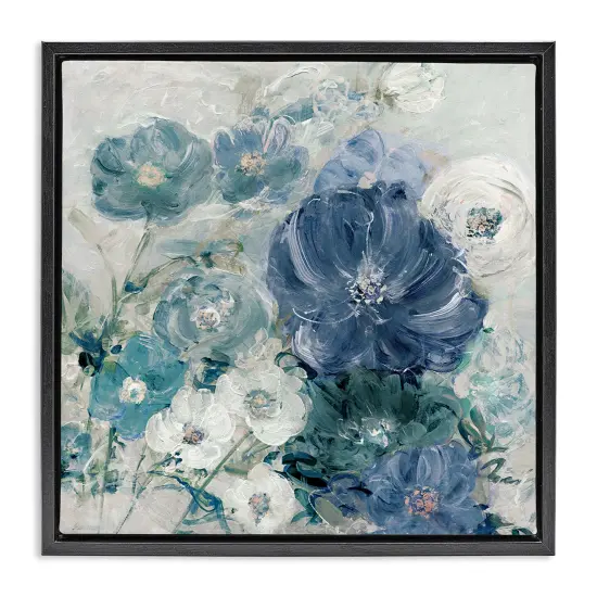 Stupell Industries Painterly Brushed Flowers Framed Floater Canvas Wall Art Design by Sally Swatland {1}