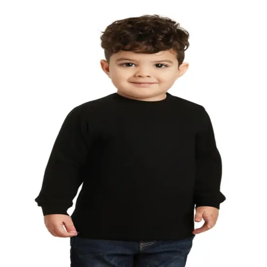 BELLA + CANVAS&reg; Toddler Jersey Crewneck Long Sleeve T-Shirt Black {1}