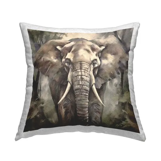 Grey Elephant Portrait Outdoor Printed Pillow Design by Noah Bay, 18 x 7 x 18 {1}