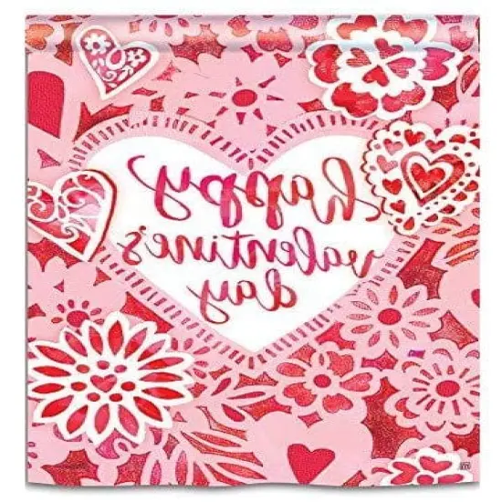 Happy Valentine Day Lace Flag Vertical House Banner {2}