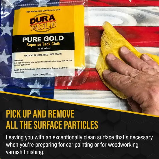 Pure Gold Superior Tack Cloths - Tack Rags (Box of 36) - Woodworking and Painters Professional Grade - Removes Dust, Sanding Particles, Cleans Surfaces - Wax and Silicone Free, Anti-Static {6}