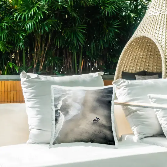 Aerial Beach View Horse Outdoor Printed Pillow Design by RB, 18 x 7 x 18 {2}