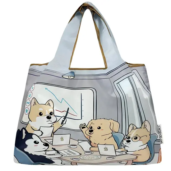 Wrapables Large Foldable Tote Nylon Reusable Grocery Bags, 6 Pack, Pet Parade {3}