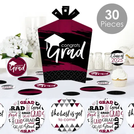 Big Dot of Happiness Maroon Grad Best is Yet to Come - 2025 Burgundy Graduation Party Decor and Confetti - Terrific Table Centerpiece Kit - Set of 30 {3}