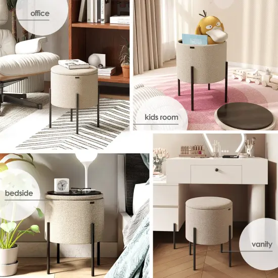 StorageBud Round Ottoman with Storage Gray {9}