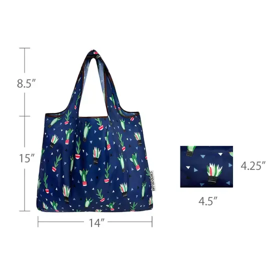 Wrapables Foldable Tote Nylon Reusable Grocery Bag (Set of 2), Cactus Party {2}