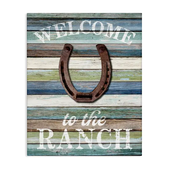 Stupell Industries Welcome Ranch with Horseshoe Canvas Wall Art Design by Susan Arnot {1}