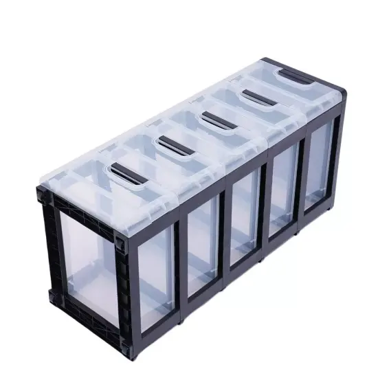 Large Stackable Storage Cabinet Transparent Dress Organizer 5-Drawers PP Plastic {2}