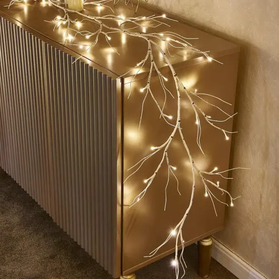 Perfect Holiday 48 LED Birch Garland Lights, 6FT WARM WHITE {1}