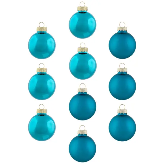 Northlight 2-Finish Christmas Glass Ball Ornaments - 1.75" (44.5mm) - Turquoise Blue - 10ct {3}