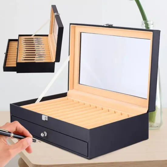 24 Fountain Pen Leather Display Box Holder Organizer Storage Collector Case {4}