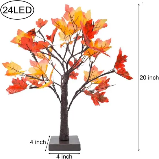 Perfect Holiday 24 LED FALL MAPLE LEAF TREE LIGHTS 2*PK, 20INCH HEIGHT, B/O WARM WHITE LIGHTS WITH MAPLE LEAF {2}