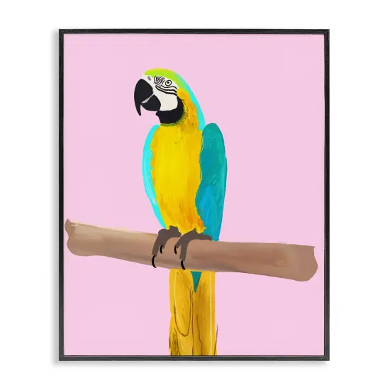 Stupell Industries Bright Parrot on Pink Framed Giclee Wall Art Design by Ashley Singleton {7}