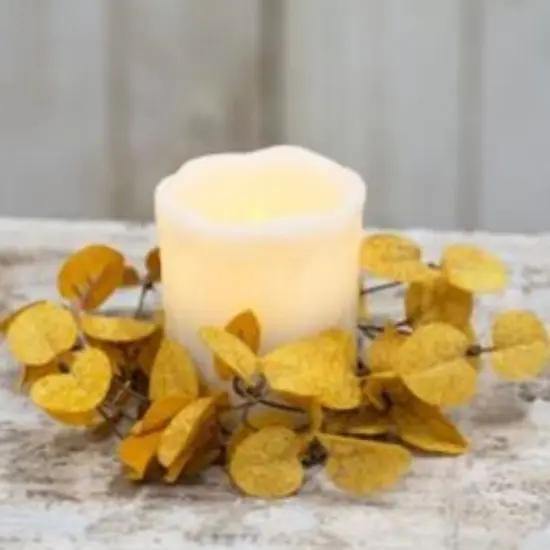 Penny Leaf Candle Ring Yellow {2}