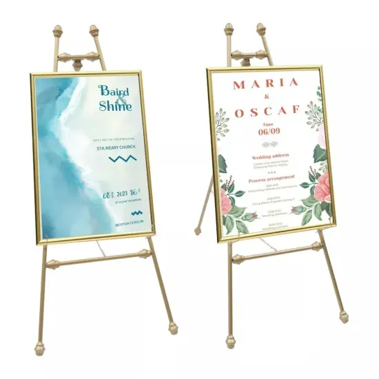 2PCS Easel Stands Floor Mount Golden Wedding Easel Stand For Wedding Party {4}