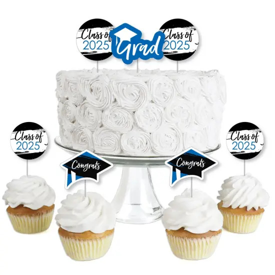 Big Dot of Happiness Blue 2025 Graduation Party - Dessert Cupcake Toppers - Clear Treat Picks - Set of 24 {1}