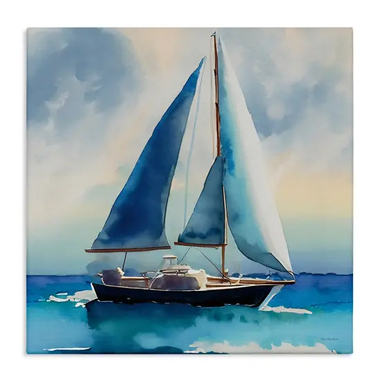Stupell Industries Watercolor Style Sailboat Canvas Wall Art Design by Yass Naffas Designs {1}
