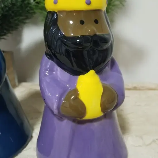 Avon We Three Kings Ceramic Christmas Candle Holders - 6.5" - Set of 3 Multi {6}