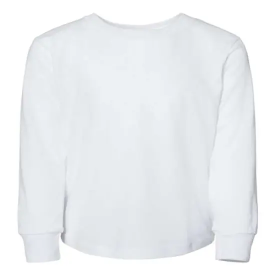 BELLA + CANVAS&reg; Toddler Jersey Crewneck Long Sleeve T-Shirt White {2}