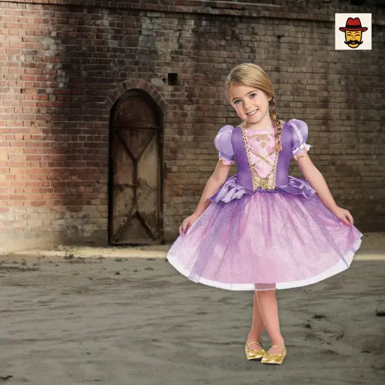 Girls Disney Rapunzel Costume, Purple Pink Dress Tulle Skirt Character Cameo {4}