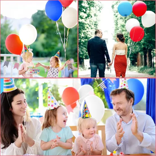 100 Pcs Red White Blue Latex Balloons 15.7 Inch Colorful Round Balloons for 4th of July Decorations Independence Day Patriotic Wedding Birthday Party Decoration {5}