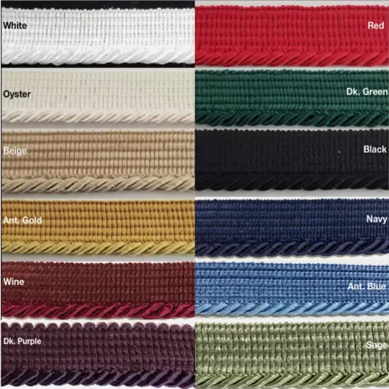 Twist Cord with Lip Piping Trimming - 8 Yards- Many Colors Available! Oyster {3}