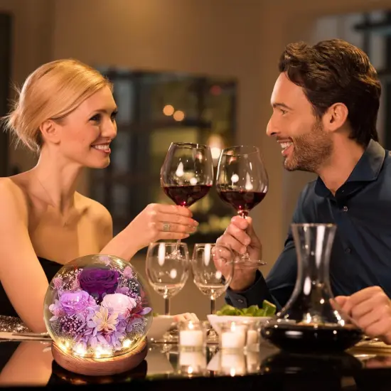 Gifts for Women Preserved Flowers in Glass Dome Long-Lasting Eternal Roses Mothers Day Birthday Gifts for Mom Grandma Wife Girlfriend Purple Forever Flowers for Delivery Prime {5}