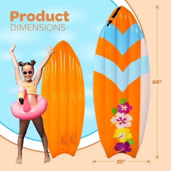 4E&rsquo;s Novelty 5.5Ft Inflatable SurfBoard - Pool Floats for Adults & Kids {3}