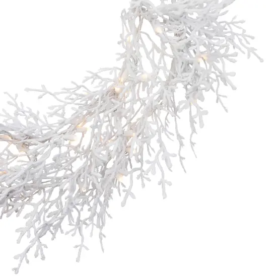Northlight Pre-Lit Flocked Twig Artificial Christmas Wreath - 30" - LED Warm White Lights {6}