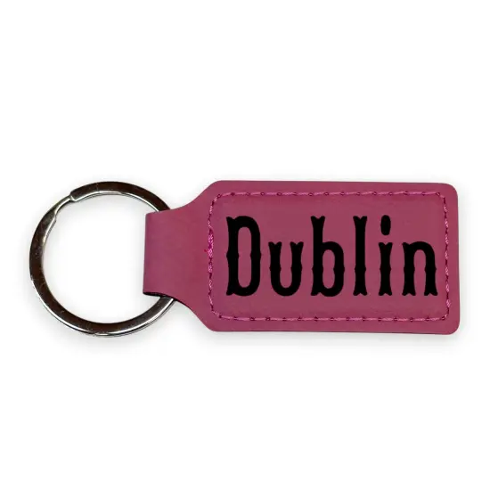 Keychain - Rectangle - Dublin - Leather Rawhide/Black {2}
