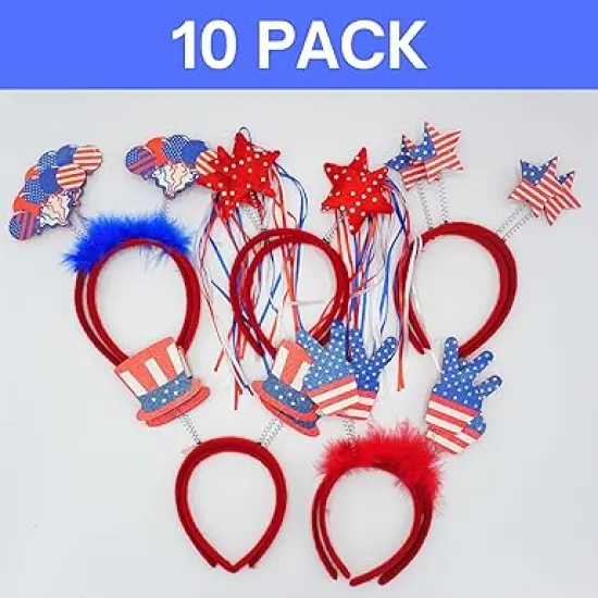 4E's Novelty 10 Pack 4th of July Headband &ndash; Patriotic Accessories for Kids & Adults {5}