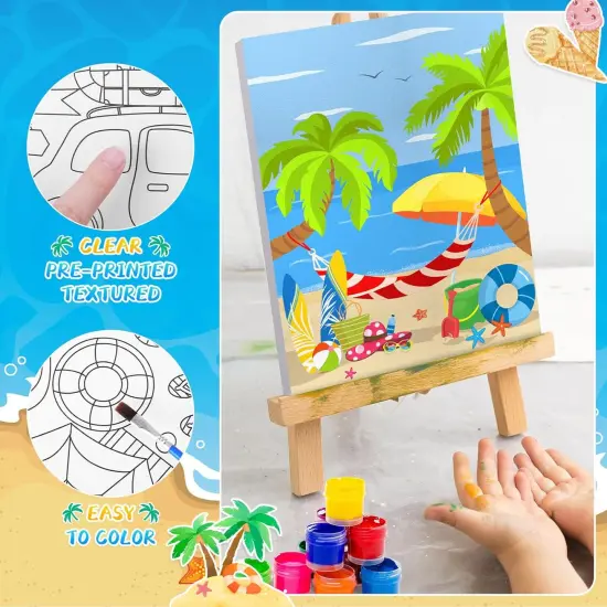 8 Pack Pre Drawn Stretched Canvas - 8x10 Inch (Summer Beach) {5}