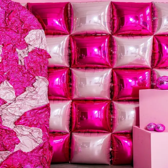 Hot Pink Square Foil Balloon Wall(pink) {6}