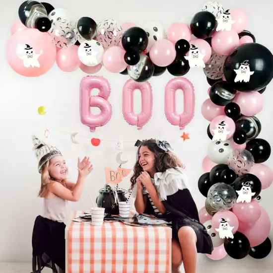 122Pcs Pink Black Balloons Decorations(Pink, Black) {2}