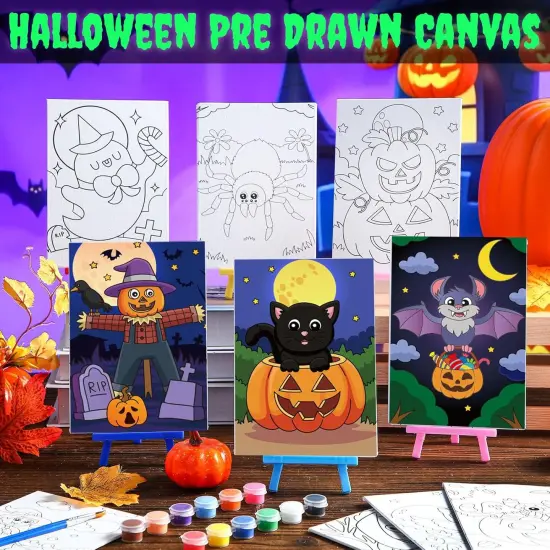 10 Set Pre Printed Canvas Pre Drawn Canvas Painting(Spider Color) {2}