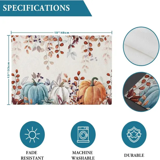 Set of 6 Fall Thanksgiving Placemats - 18x12 Inch {4}