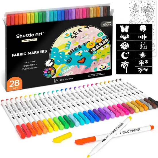 28 Colors Fabric Markers (	Black,Blue,Pink ) {1}