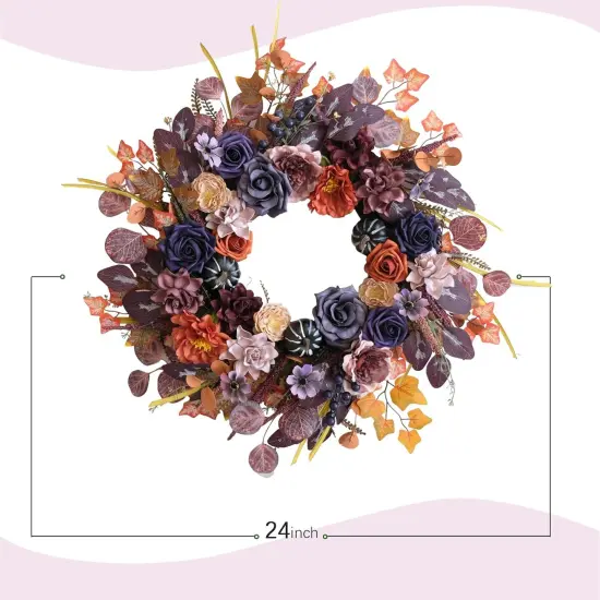 24 Inch Fall Autumn Wreath {3}