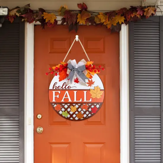 3D Hello Fall Welcome Wreath (Hello Fall Sign) {6}