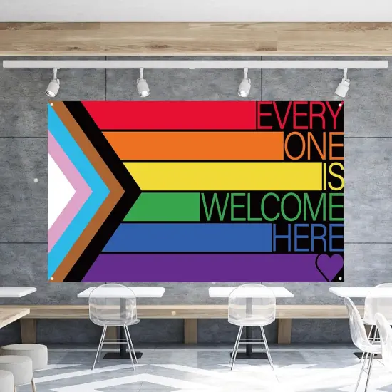 Progress Pride Flag Backdrop for Photography Every One is Welcome Here Banner Gay Pride Day Month Parade Rainbow Party Decorations and Supplies for Home {5}