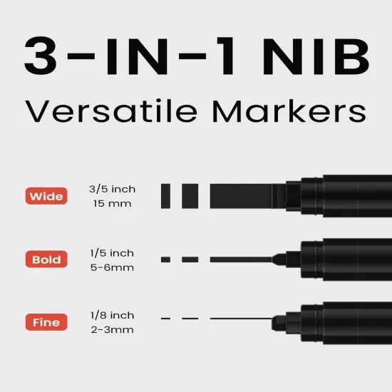 Black Poster Markers Jumbo: 5 Pcs 15mm Wide Tip Thick Acrylic Paint Pen Large Permanent Calligraphy Markers for Rock Painting, Stone, Poster, Canvas, Glass, Wood, Ceramic {3}