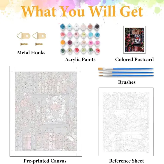 Paint by Numbers Kit for Adults Beginner Bookshelf,16X20 Inch {4}