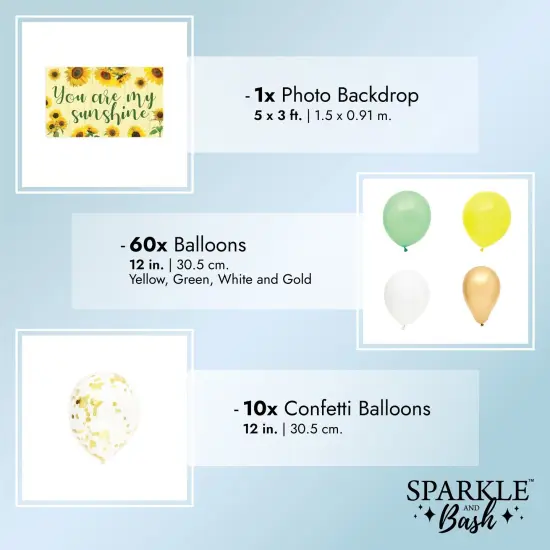 Sunflower Baby Shower Birthday Party Decorations, You are My Sunshine Banner and Arch Design Balloons (75 Piece Set) Yellow {4}