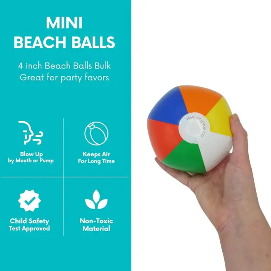 4E's Novelty 100 Pack Mini Beach Balls &ndash; 4"" Inflatable Beach Balls Pool Party Favors for Kids {5}