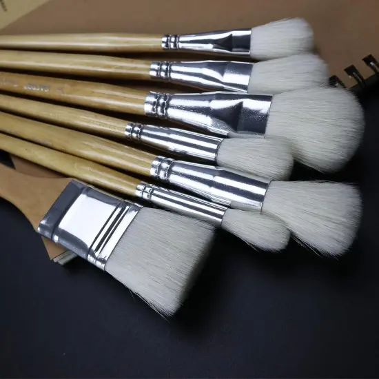 Brush Set, 7 Pieces Versatile Goat Hair Blending Mop Brushes for Acrylic Painting Wartercolor Foil Gold Leaf Flakes Sheets {4}
