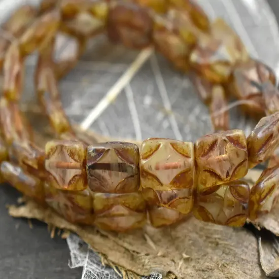 *12* 12x8mm Crystal Mint Picasso Table Cut Diamond Rectangle Beads {3}