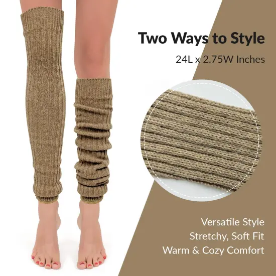 Wrapables Over The Knee Long Wool Blend Leg Warmers, Khaki {2}
