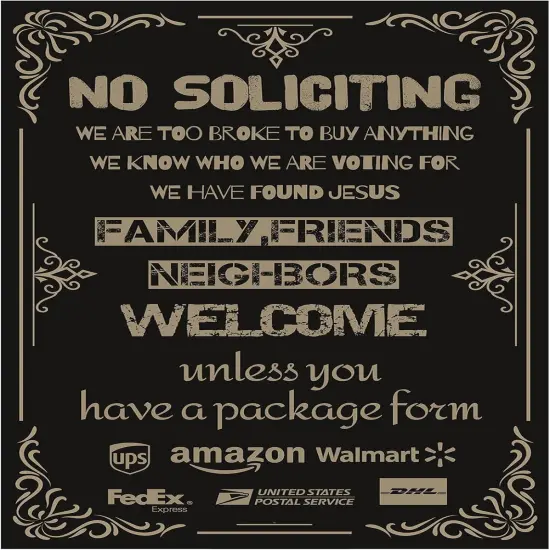 No Soliciting Sign for House Front Door Yard {1}